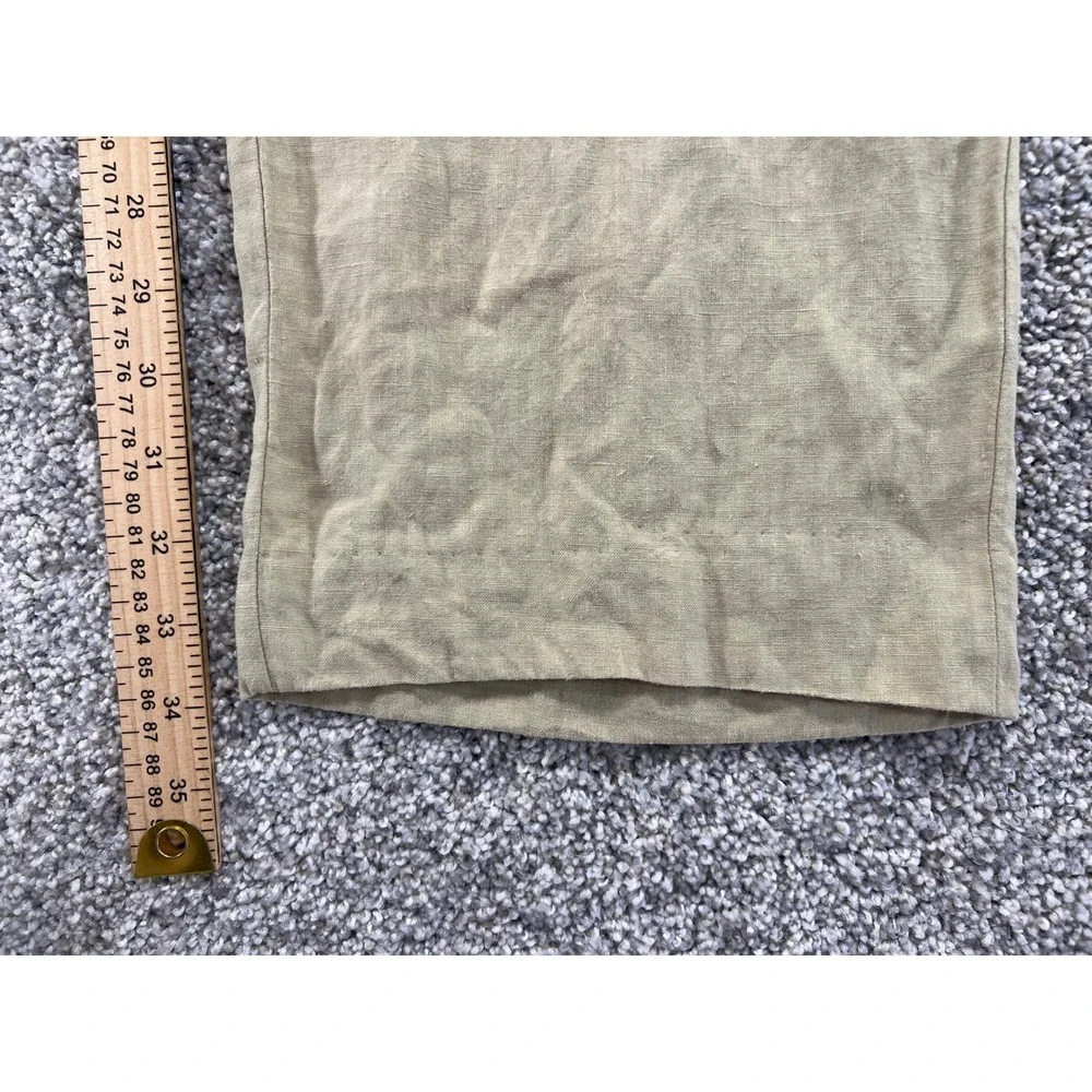 Island Pacific John W Nordstrom Mens 33R Khaki 100% Linen Pleated Trousers Pants